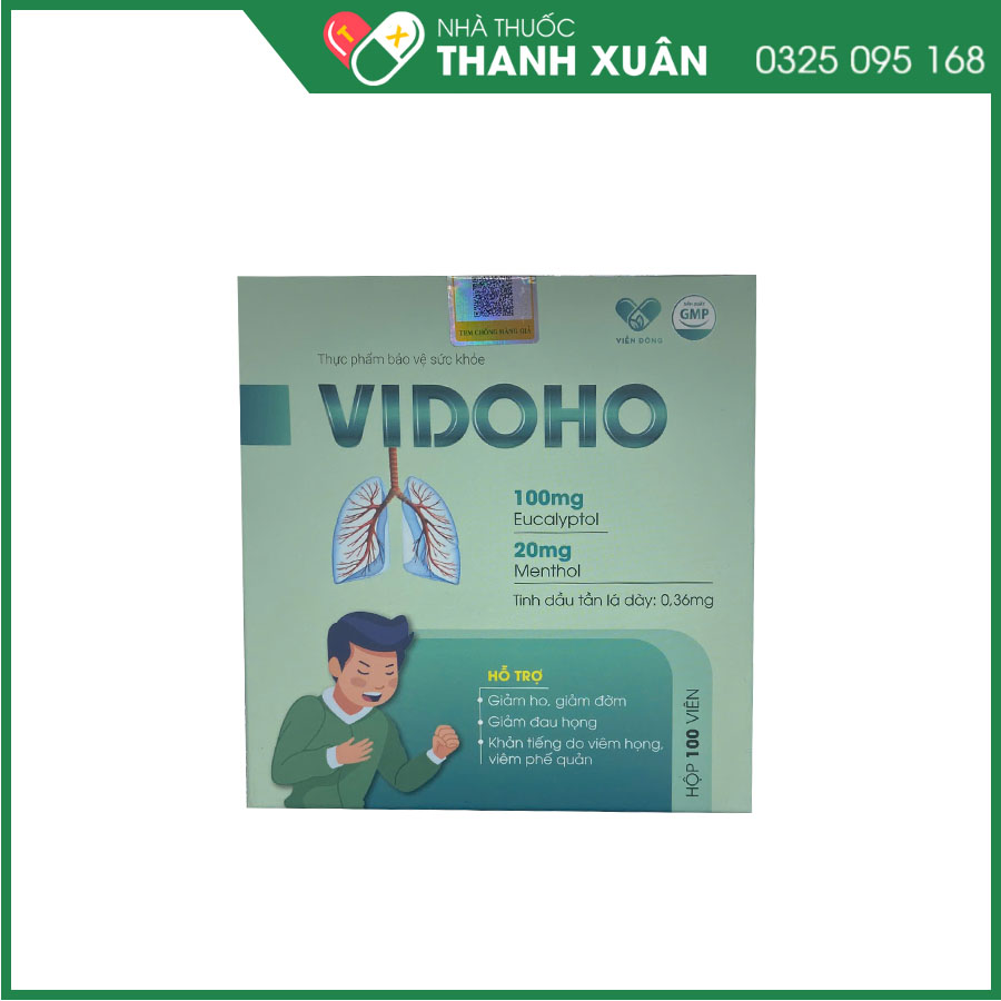 VIDOHO hỗ trợ giảm ho, giảm đờm, giảm đau họng